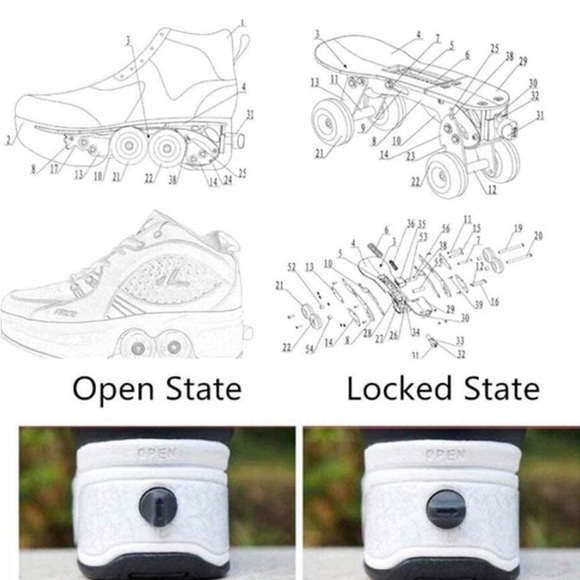 Kids 2 in 1 boys/ girls/ unisex roller skate shoes kids 5 - Picture 3 of 12